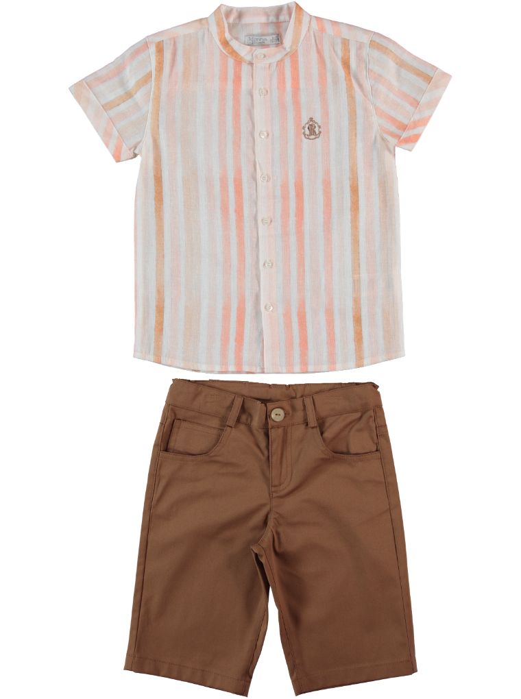 BOYS SHIRT&TROUSERS BROWN