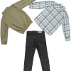 BOYS CARDIGAN &SHIRT&TROUSERS BEIGE