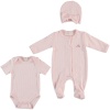 GIRLS BABY OVERALLS SET PINK