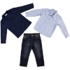 BOYS TRICOAT CARDIGAN-SKIRT-TROUSERS